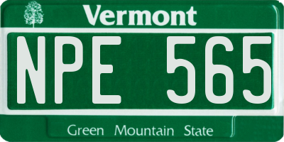 VT license plate NPE565