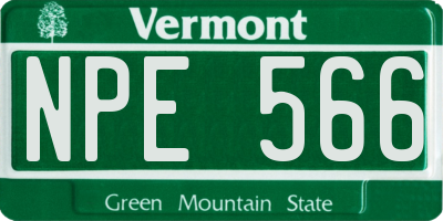 VT license plate NPE566