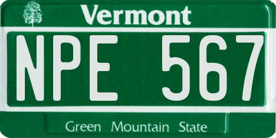 VT license plate NPE567