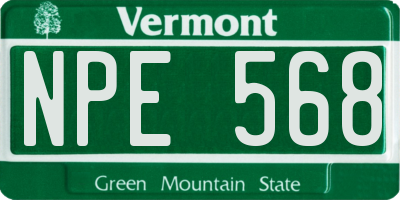 VT license plate NPE568