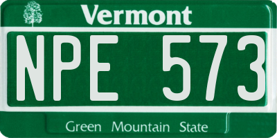 VT license plate NPE573