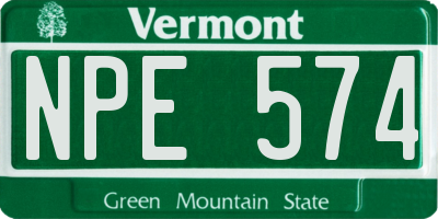 VT license plate NPE574