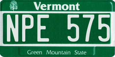VT license plate NPE575