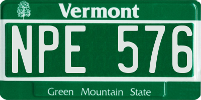 VT license plate NPE576