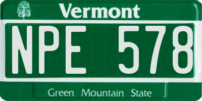 VT license plate NPE578