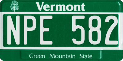 VT license plate NPE582