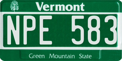 VT license plate NPE583