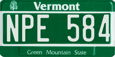 VT license plate NPE584