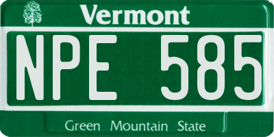 VT license plate NPE585