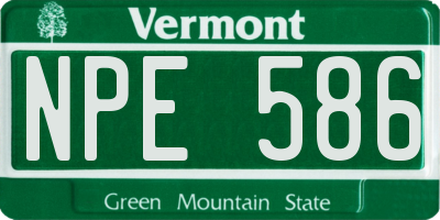 VT license plate NPE586