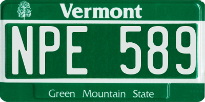 VT license plate NPE589