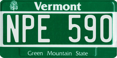 VT license plate NPE590