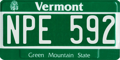 VT license plate NPE592