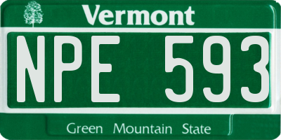 VT license plate NPE593