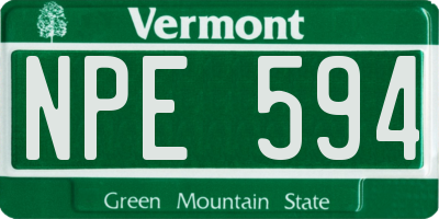 VT license plate NPE594