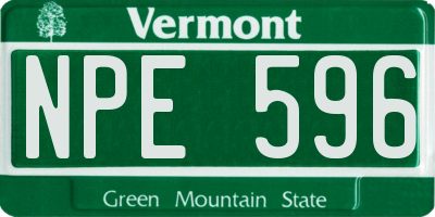 VT license plate NPE596