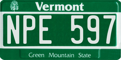 VT license plate NPE597