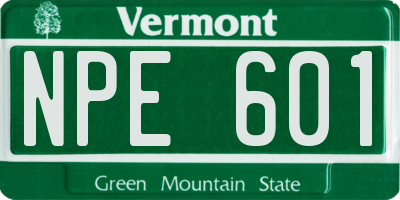 VT license plate NPE601