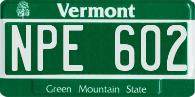 VT license plate NPE602