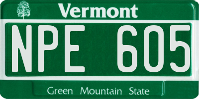 VT license plate NPE605