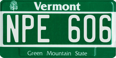 VT license plate NPE606