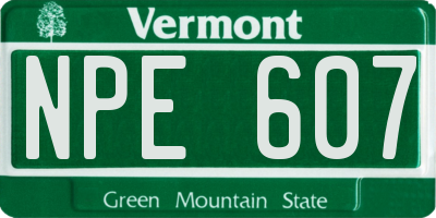 VT license plate NPE607