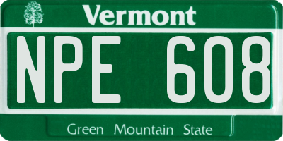 VT license plate NPE608