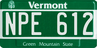 VT license plate NPE612
