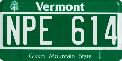 VT license plate NPE614