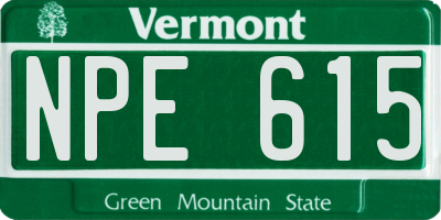 VT license plate NPE615