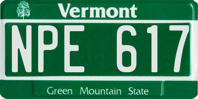 VT license plate NPE617