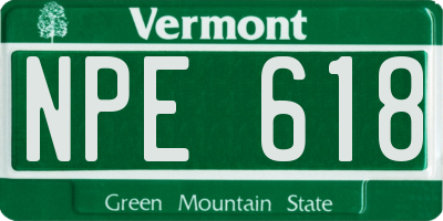 VT license plate NPE618