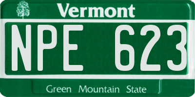 VT license plate NPE623