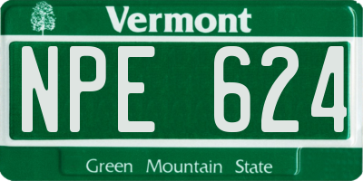 VT license plate NPE624