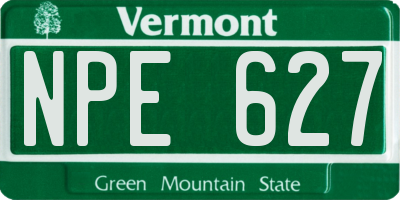 VT license plate NPE627