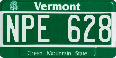 VT license plate NPE628