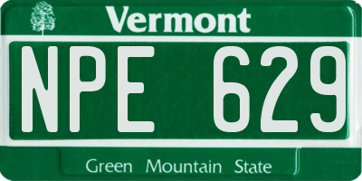 VT license plate NPE629
