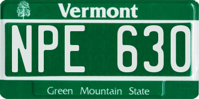 VT license plate NPE630
