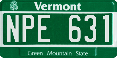 VT license plate NPE631