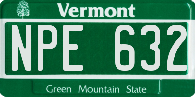 VT license plate NPE632