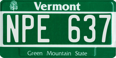 VT license plate NPE637