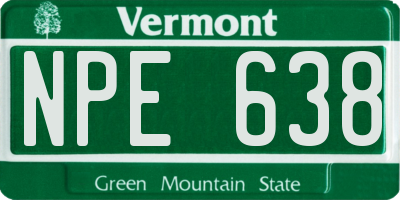 VT license plate NPE638