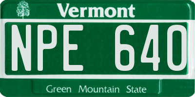 VT license plate NPE640