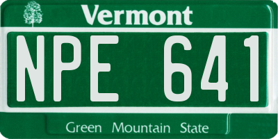 VT license plate NPE641