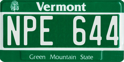 VT license plate NPE644