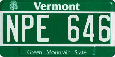 VT license plate NPE646