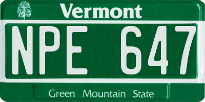 VT license plate NPE647