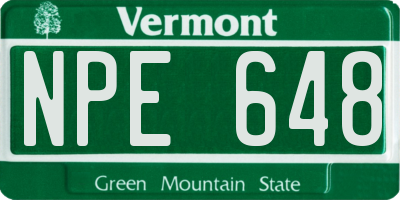 VT license plate NPE648