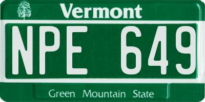 VT license plate NPE649