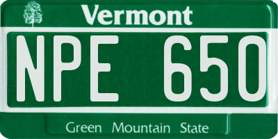 VT license plate NPE650